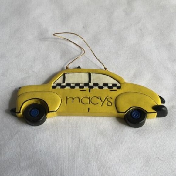 Wooden Macy’s Yellow TAXI CAB CHRISTMAS ORNAMENT -New York - Picture 2 of 5